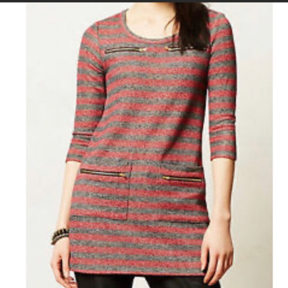 Anthropologie Postmark Striped Zipper Tunic XS